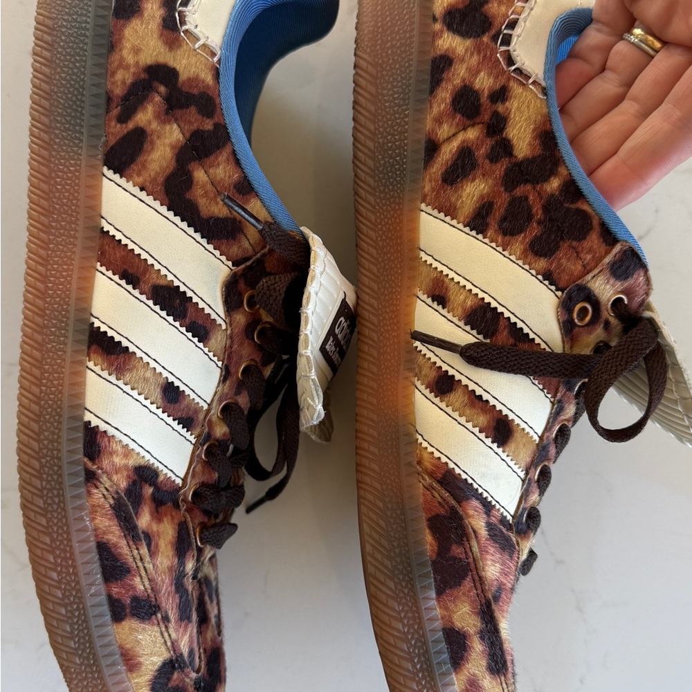 adidas wales Bonner Leopard-Print Sneakers in Brown and Blue - Picture 7 of 14